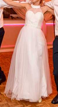 Suknia ślubna, balowa YAS koronkowa z tiulem rozmiar S