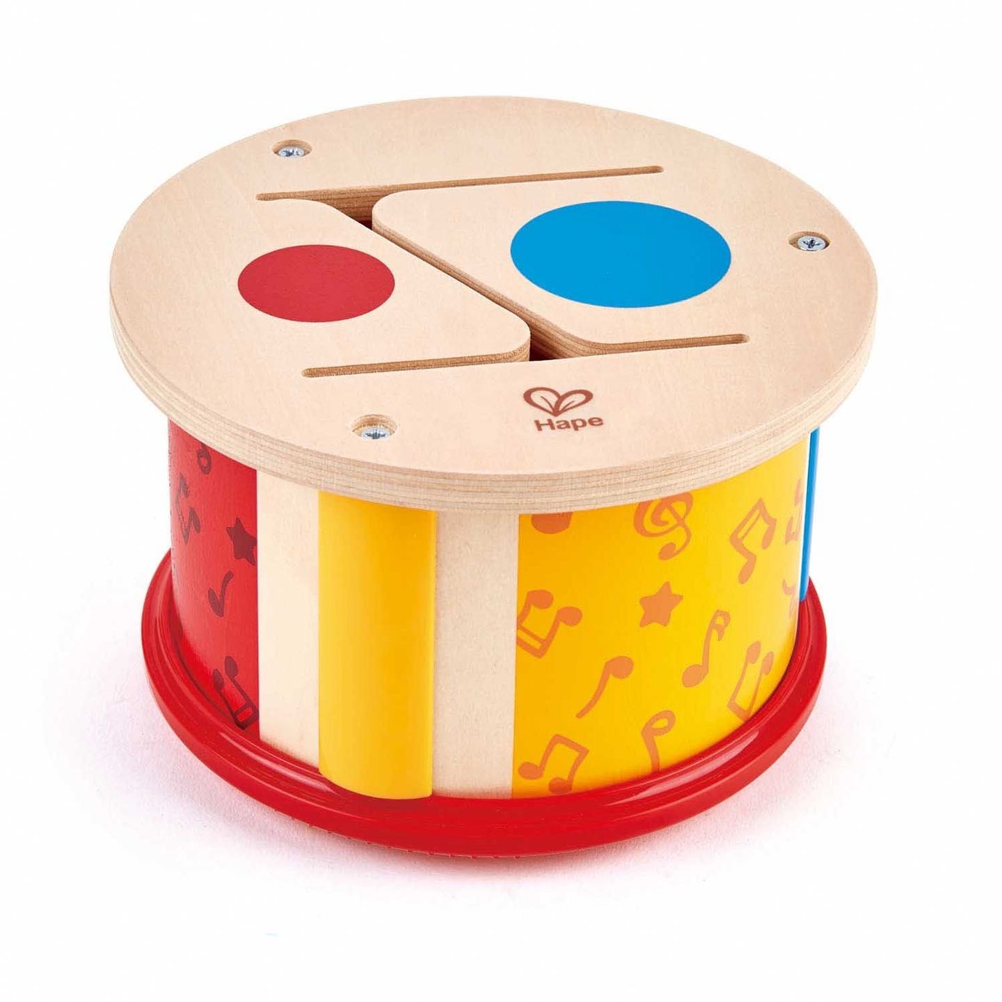 Hape Dwustronny Bębenek, bębenek dla dzieci, instrumenty do zabawy