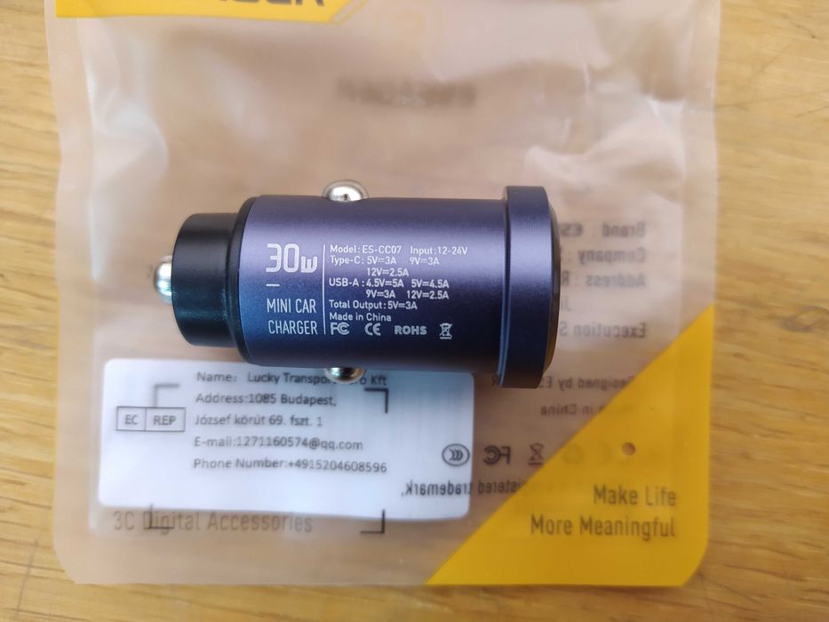 Автомобильное USB зарядное устройство Essager 30W (ES-CC07)