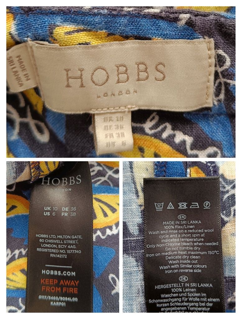 Hobbs lniana sukienka cytryny premium 100% len M/38 fruit print lato