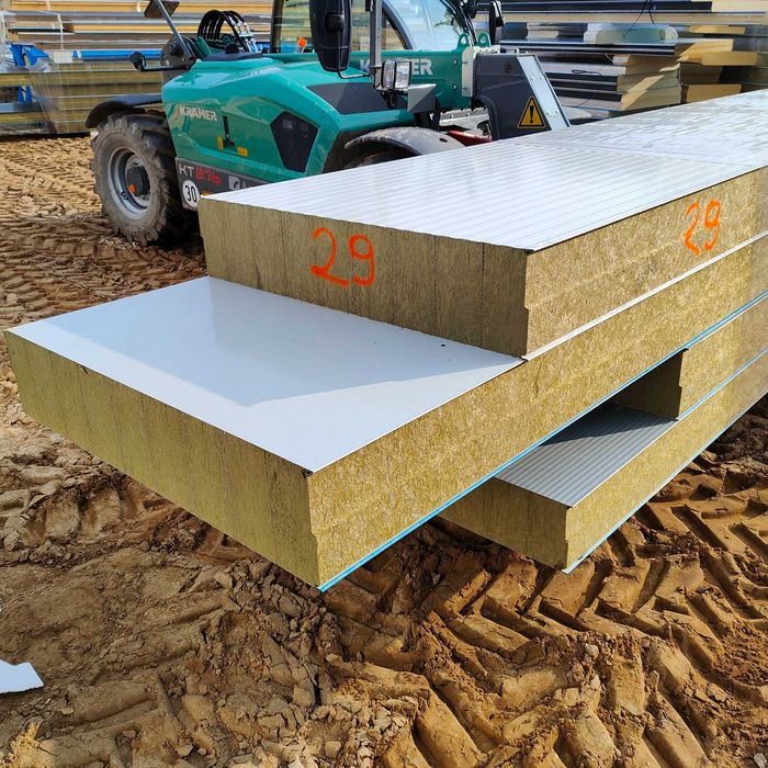 Płyta warstwowa ściana wełna 39,00 zł netto m2 gr. 230 mm 2 gat.