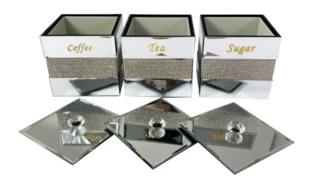 Pojemnik lustrzany kawa herbata cukier Glamour