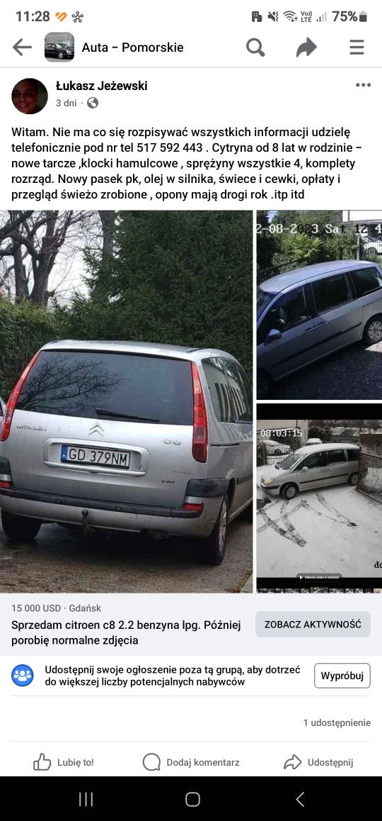 Sprzedam citroen c8 dożo nowych rzeczy