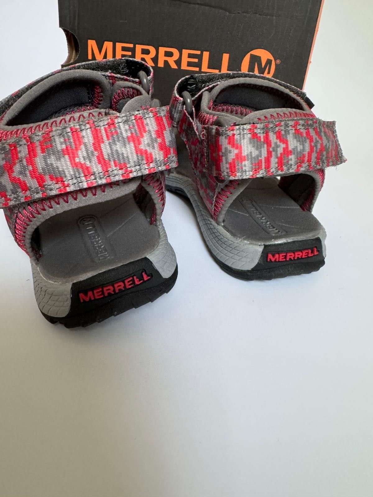 Nowe sandały dziecięce chłopięce regulowane MERRELL szare czerwone 29