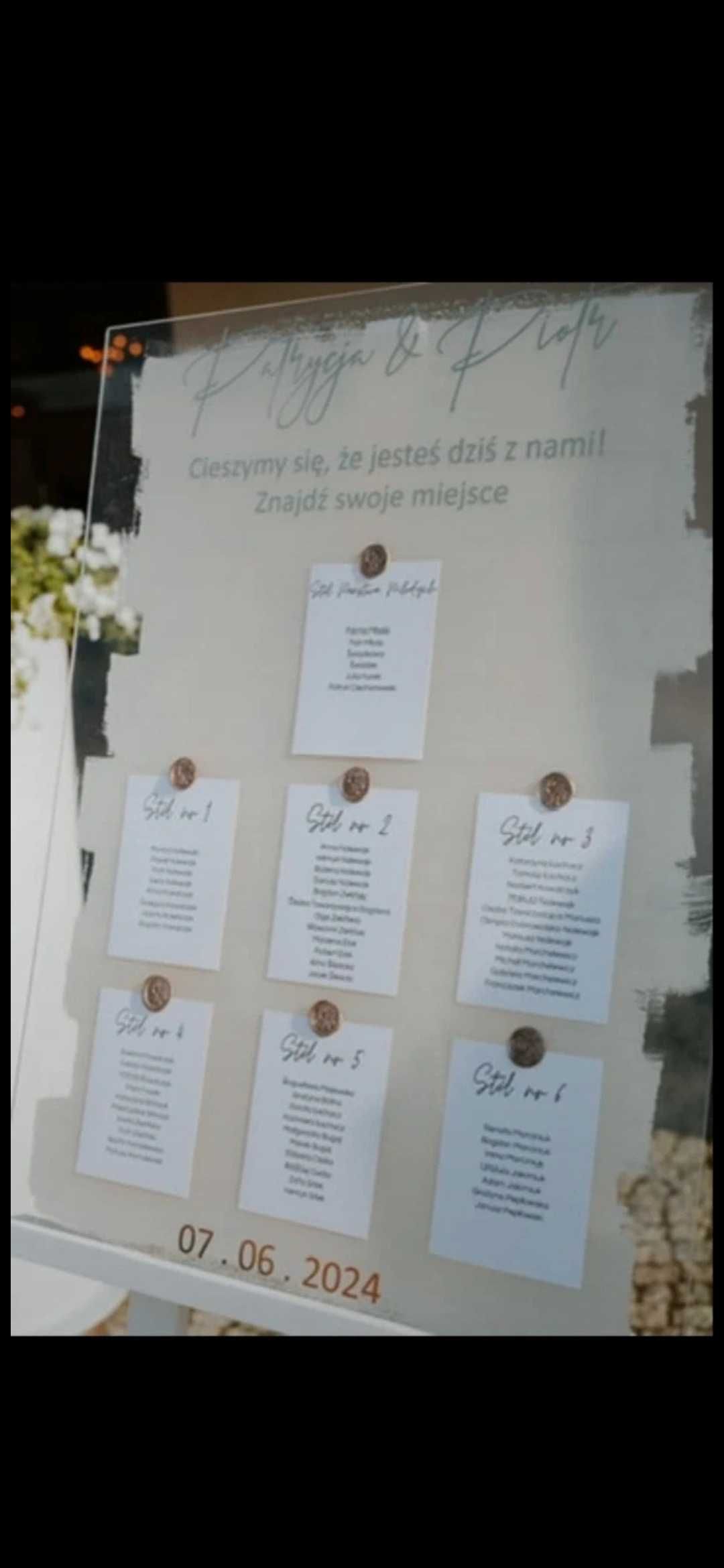 Tablica powitalna/plan stołów