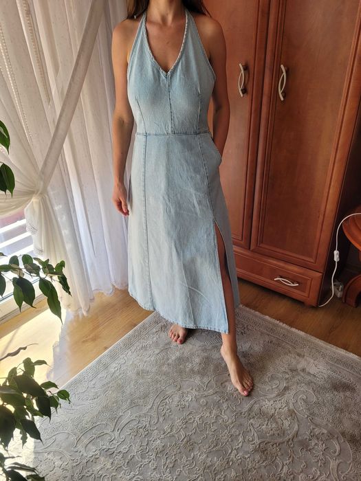 Sukienka jeansowa na lato maxi długa