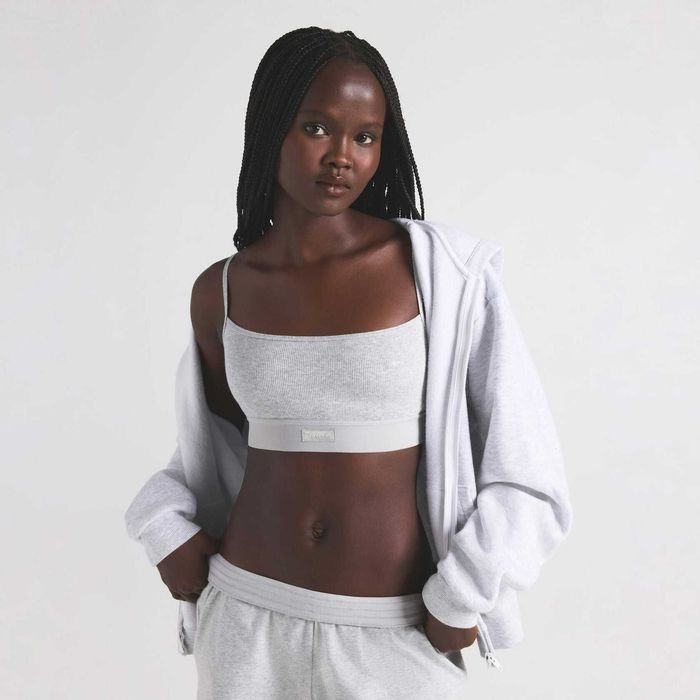 Топ Skims Cotton Rib Scoop Bralette Light Heather Grey