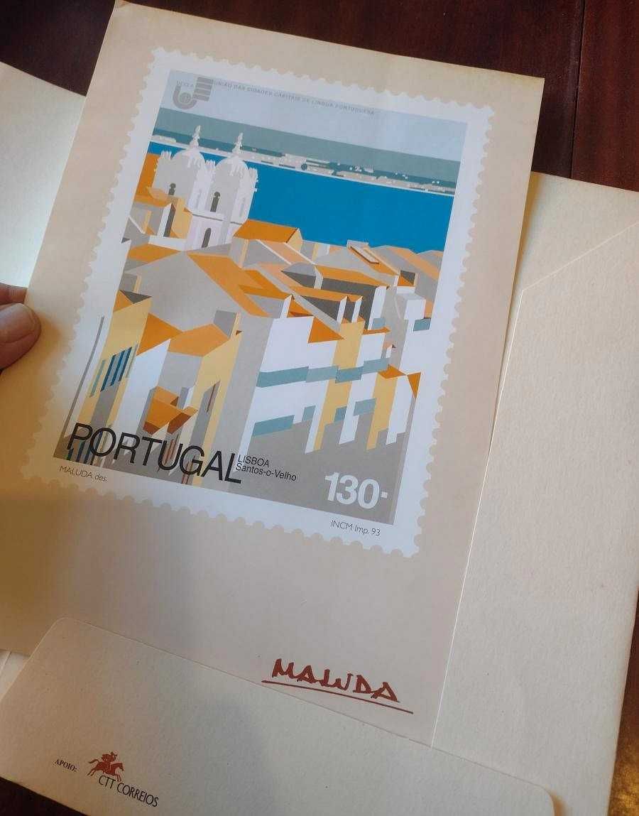 Reprodução dos selos de Maluda, do Jornal Semanário 5 unid.