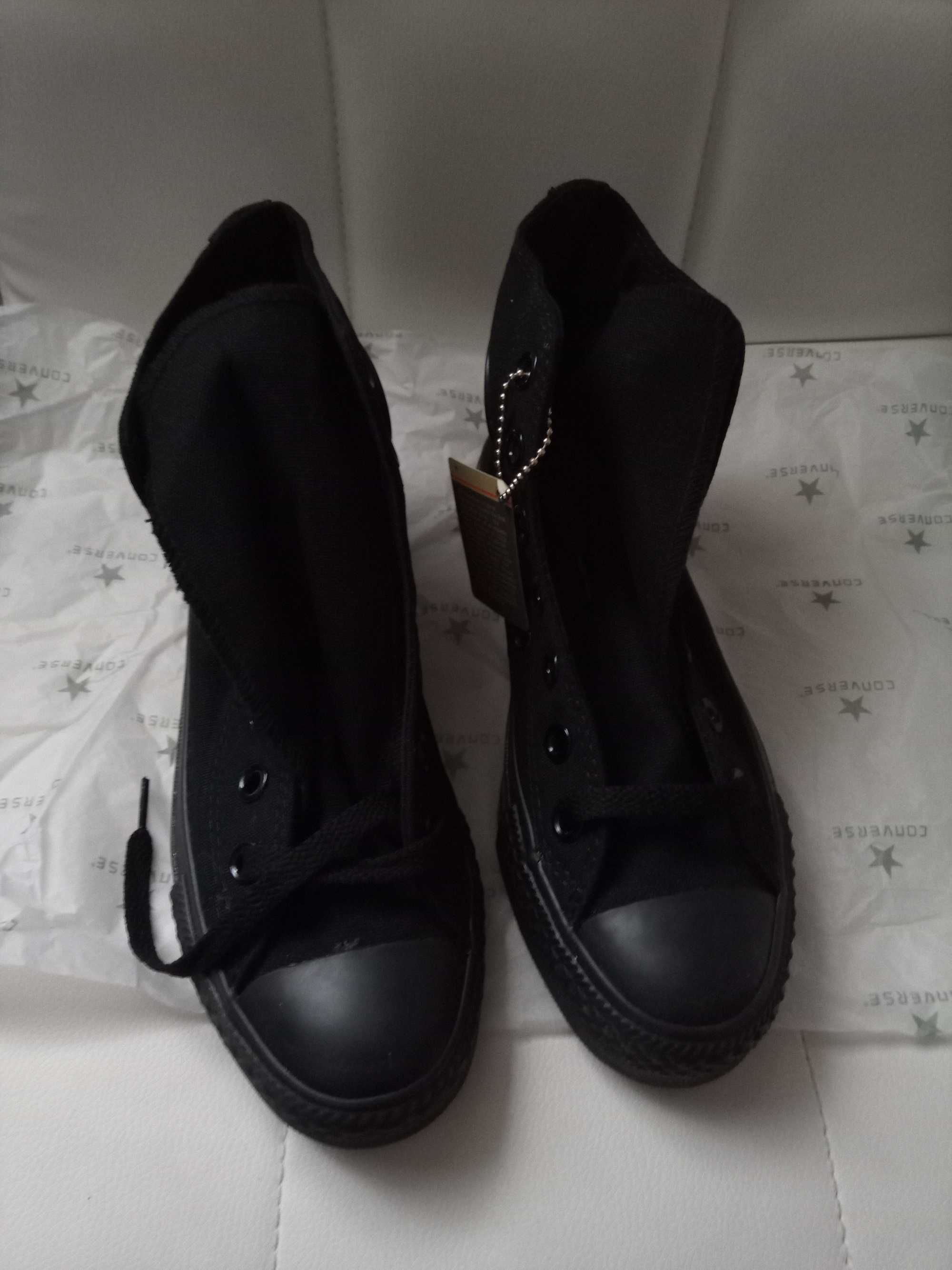 Wysokie trampki Converse Black mono 35 całe czarne Conversy