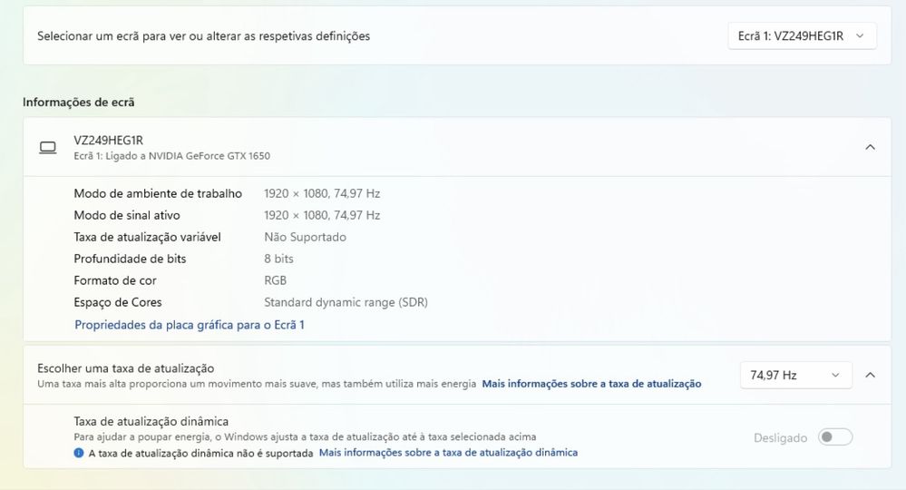 Monitor ASUS VZ249HEG1R (VZ1R Series) in Black