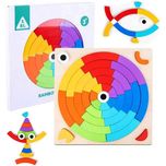 Układanka Drewniane Puzzle tęczowe kreatywne
