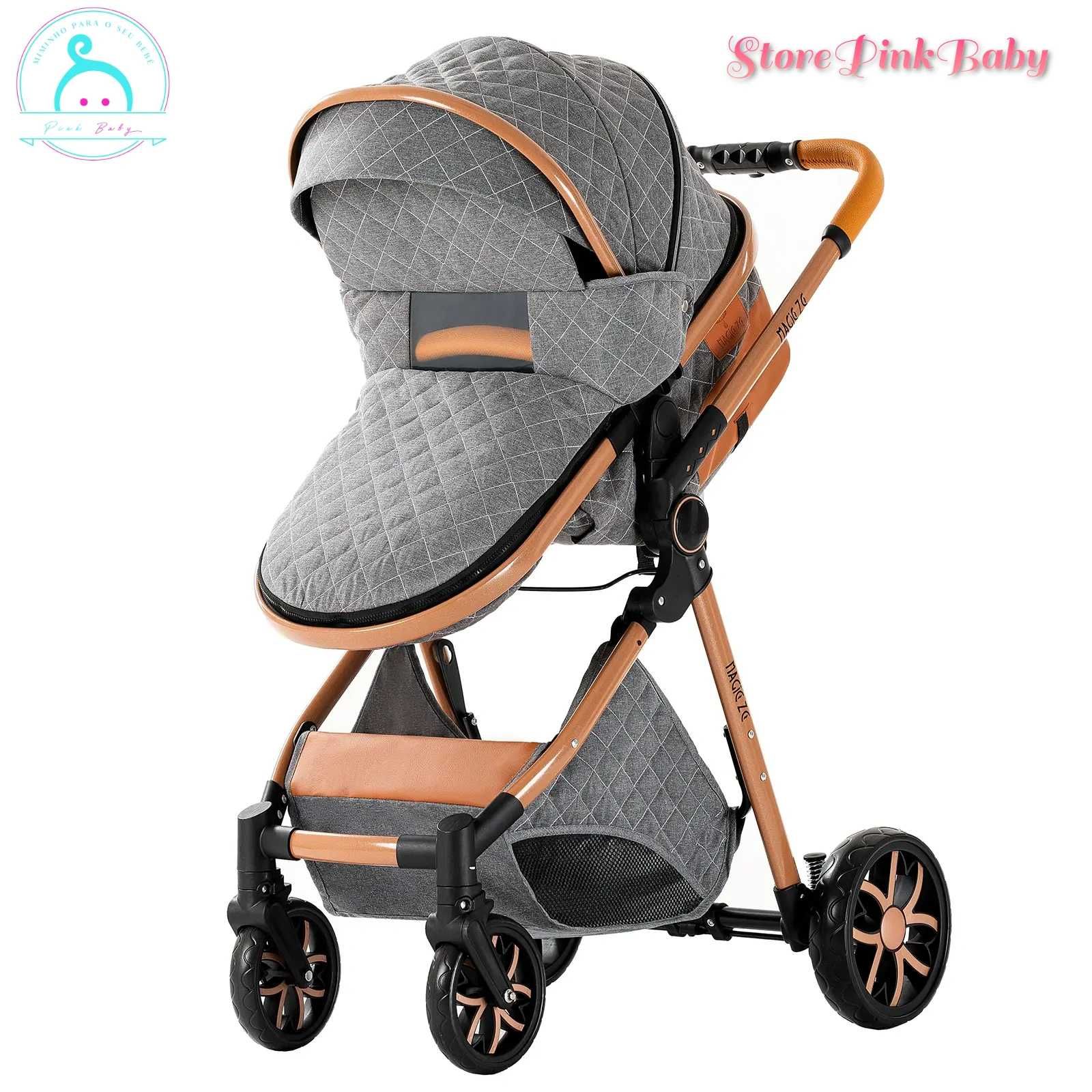 Carrinho de bebé 3 em 1 PinkBaby - LUXUS MAGIC - Cinzento Gold