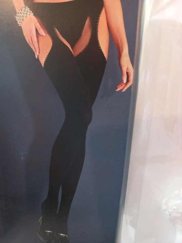 Białe rajstopy strip panty mikrofibra xs-s