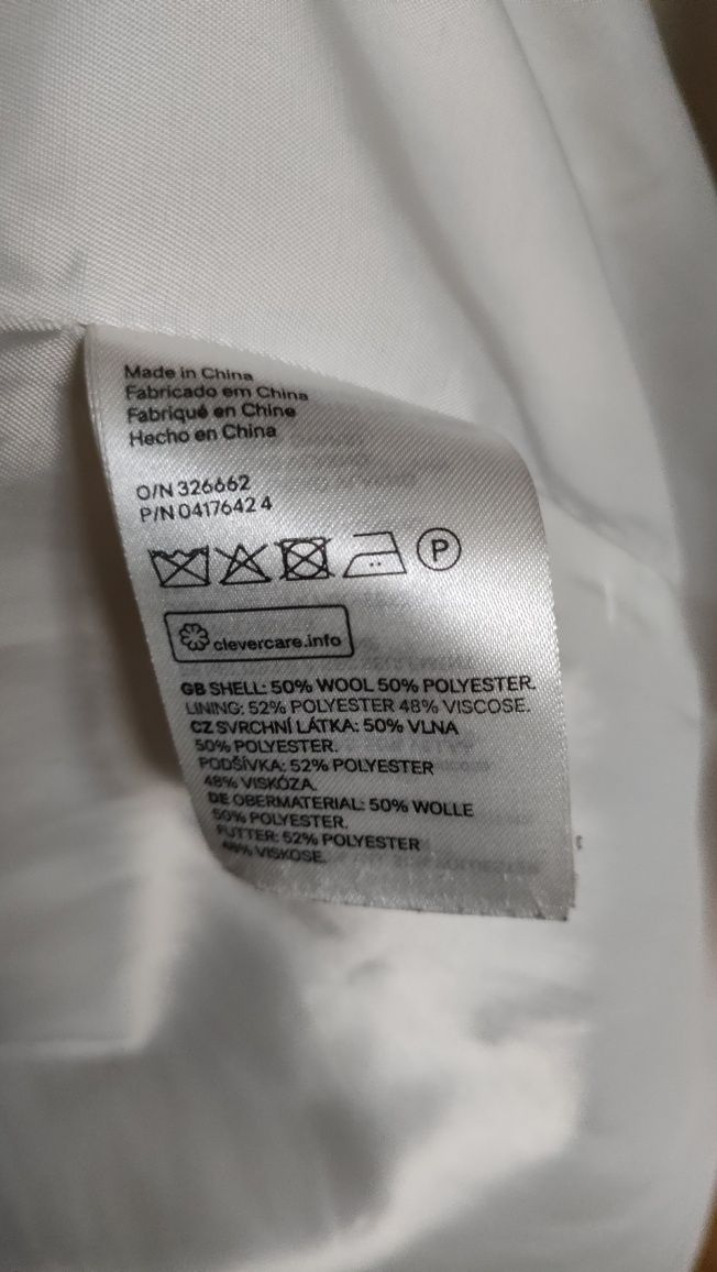 H&M wełniany płaszcz damski S