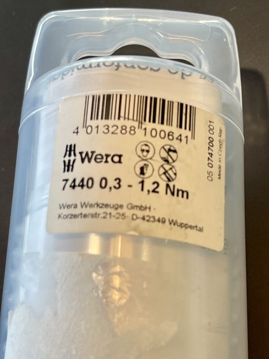 0,3-1.2 Nm Wera 7440 wkrętak dynamometryczny precyzyjny Thule iPhone