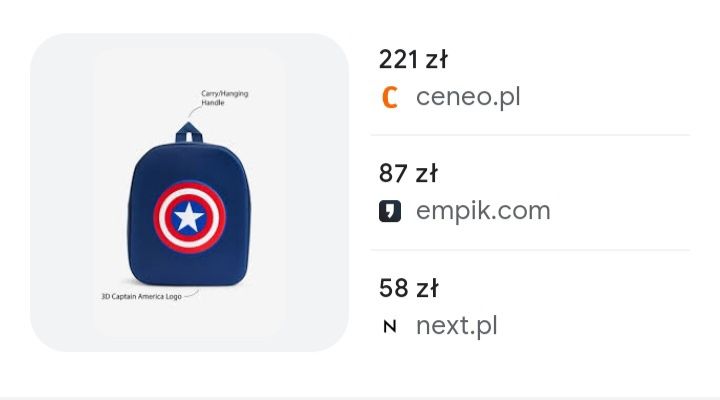 Plecaczek Avengers Kapitan Ameryka / 3D / jednokomorowy