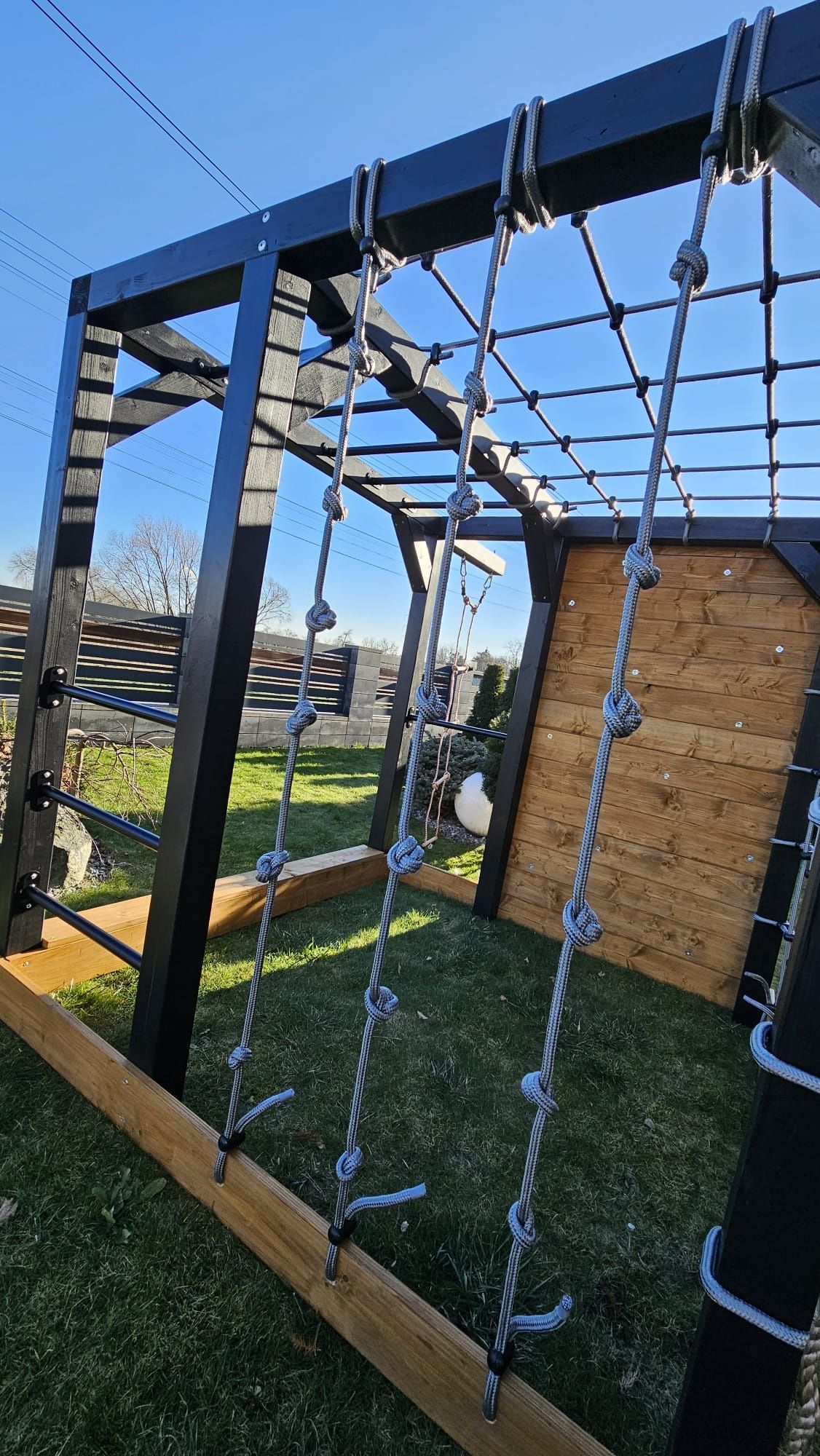 Idealny drewniany MAŁPI GAJ gym set huśtawka wspinaczki