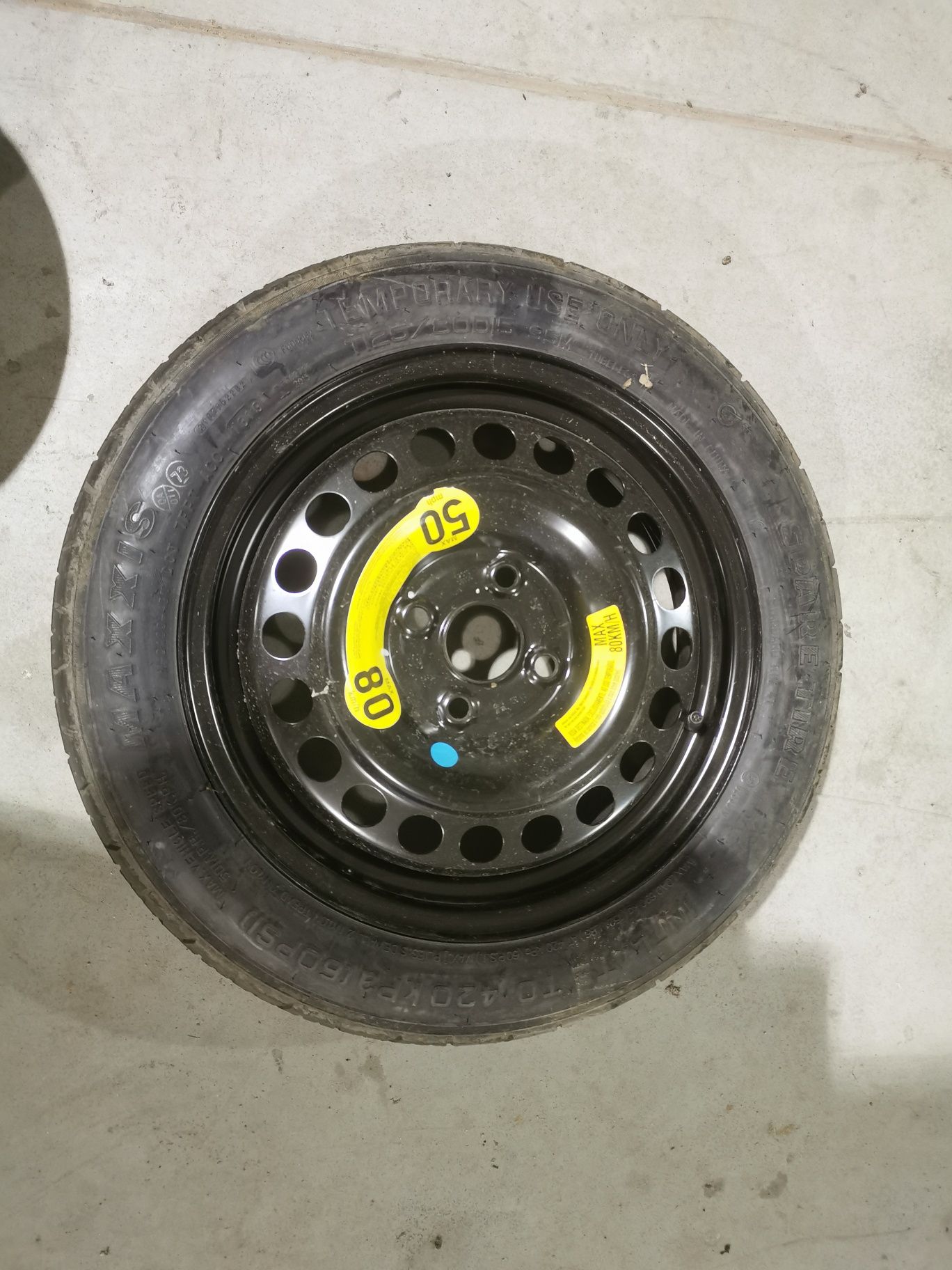 Kolo zapasowe dojazdowe zestaw hyundai i20 125/80r15