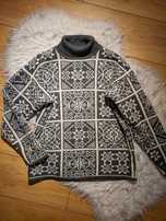 sweter vintage z golfem wzorzysty M