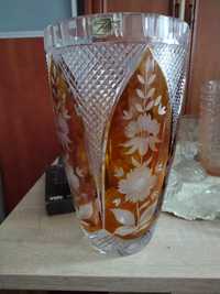 Duży kryształ wazon bursztynowy