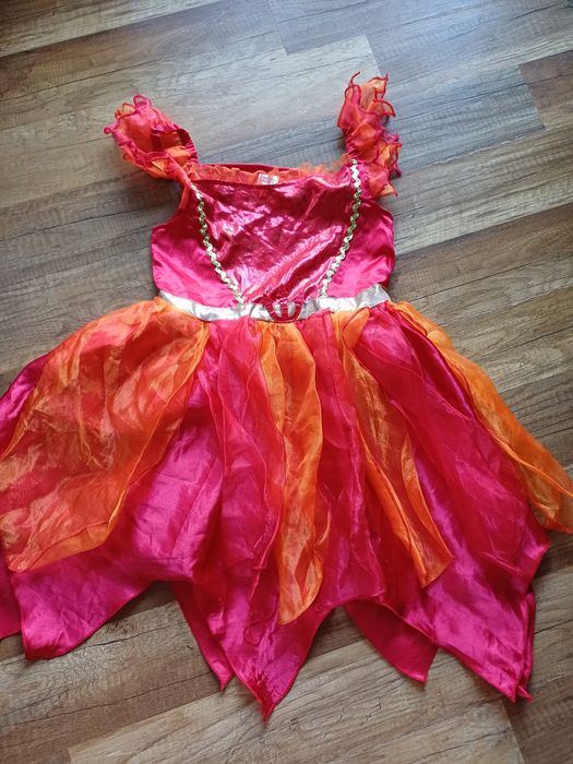 Przebranie halloween 110 116 czerwona sukienka tiulowa diablica 5 6