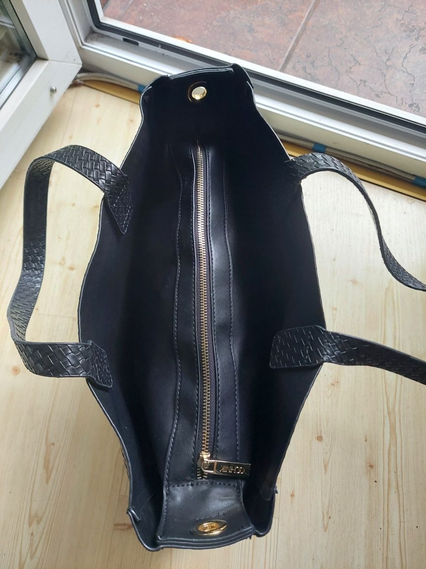 Shopper Ochnik skóra ekologiczna plecionka