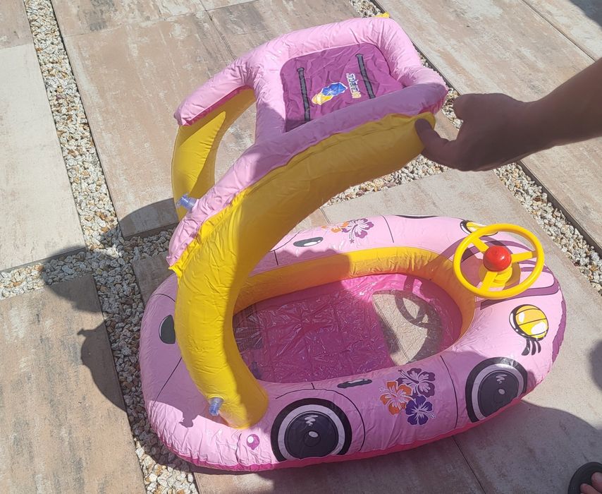 Bestway auto różowe łódka z daszkiem na basen dla dzieci