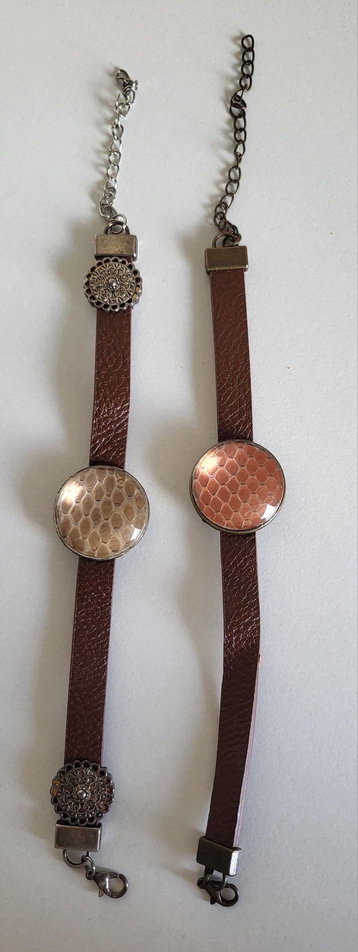 Zestaw dwóch bransoletek ze skórą węża ręcznie robione Handmade