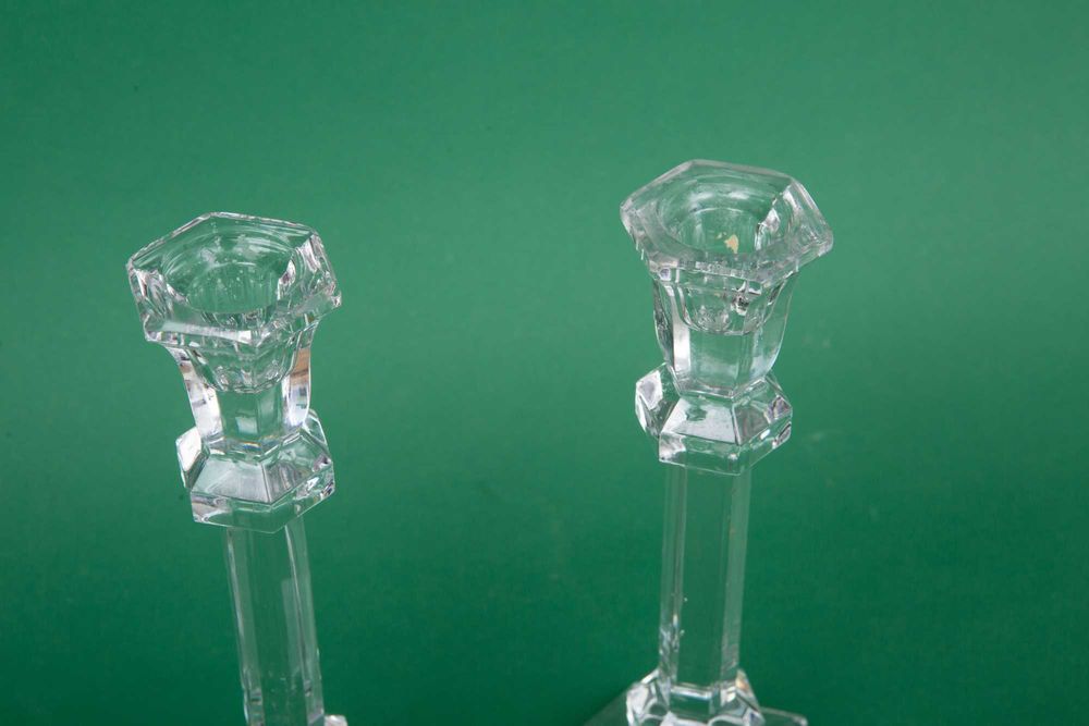 2 Szklane ciężkie świeczniki