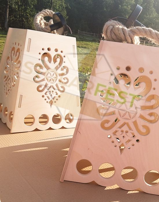 Lampa góralska z parzenicą / rozetą. Nowoczesna. Lina, sznur jutowy.