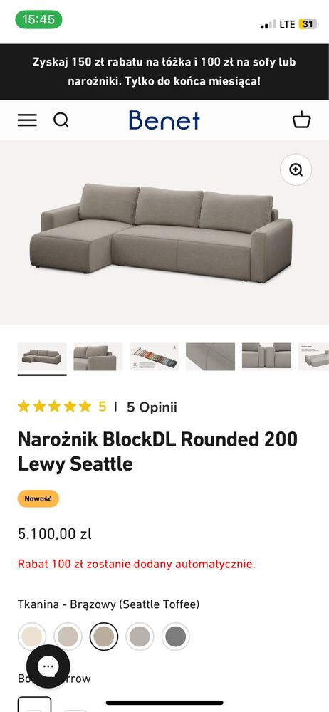 Kanapa narożna BlockDl Benet