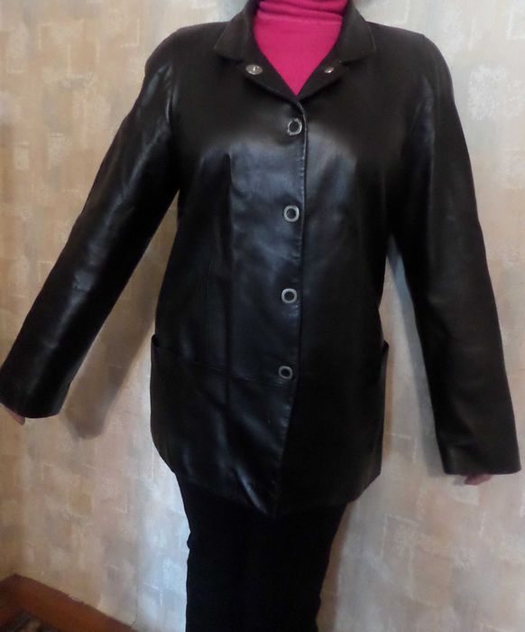 Чёрная куртка, курточка. Натуральная КОЖА. Турция PUNTO. Р-р 56-58