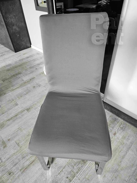 Pokrowce na krzesła uniwersalne elastyczne 4 sztuki szare komplet