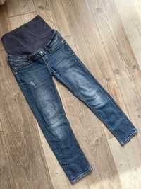 Granatowe spodnie ciążowe jeansowe jeansy rurki skinny H&M mama 36 S