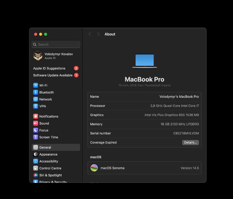 MacBook Pro 13” 2019 | i7 / 16GB RAM / 512GB SSD + 2 док-станції