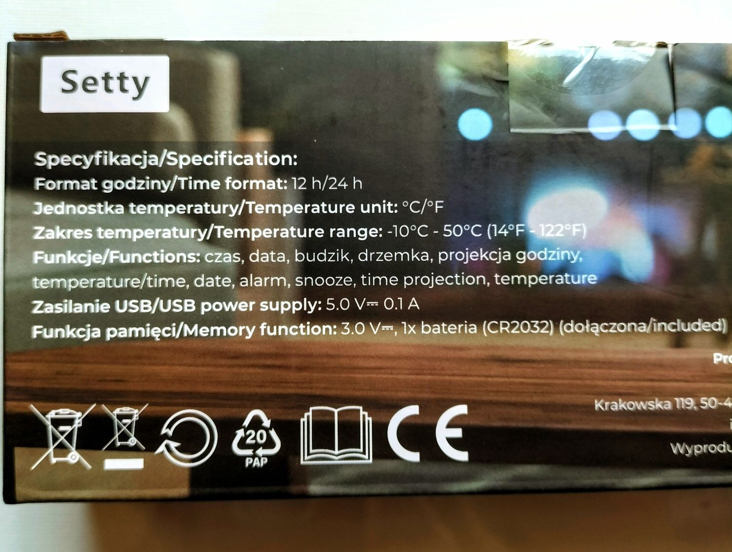 Budzik LED z projekcją, nowy, nie używany