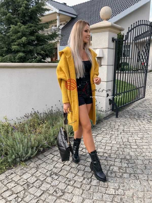 Sweter Kardigan Eveline Mustard UNIVERSALNY