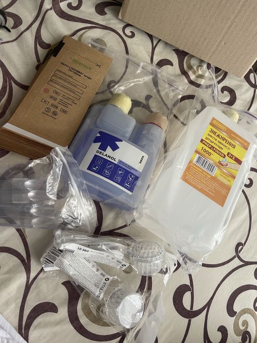 Знежирювач, засіб для дезінфекції, крафт пакети, тіпси, щіточки