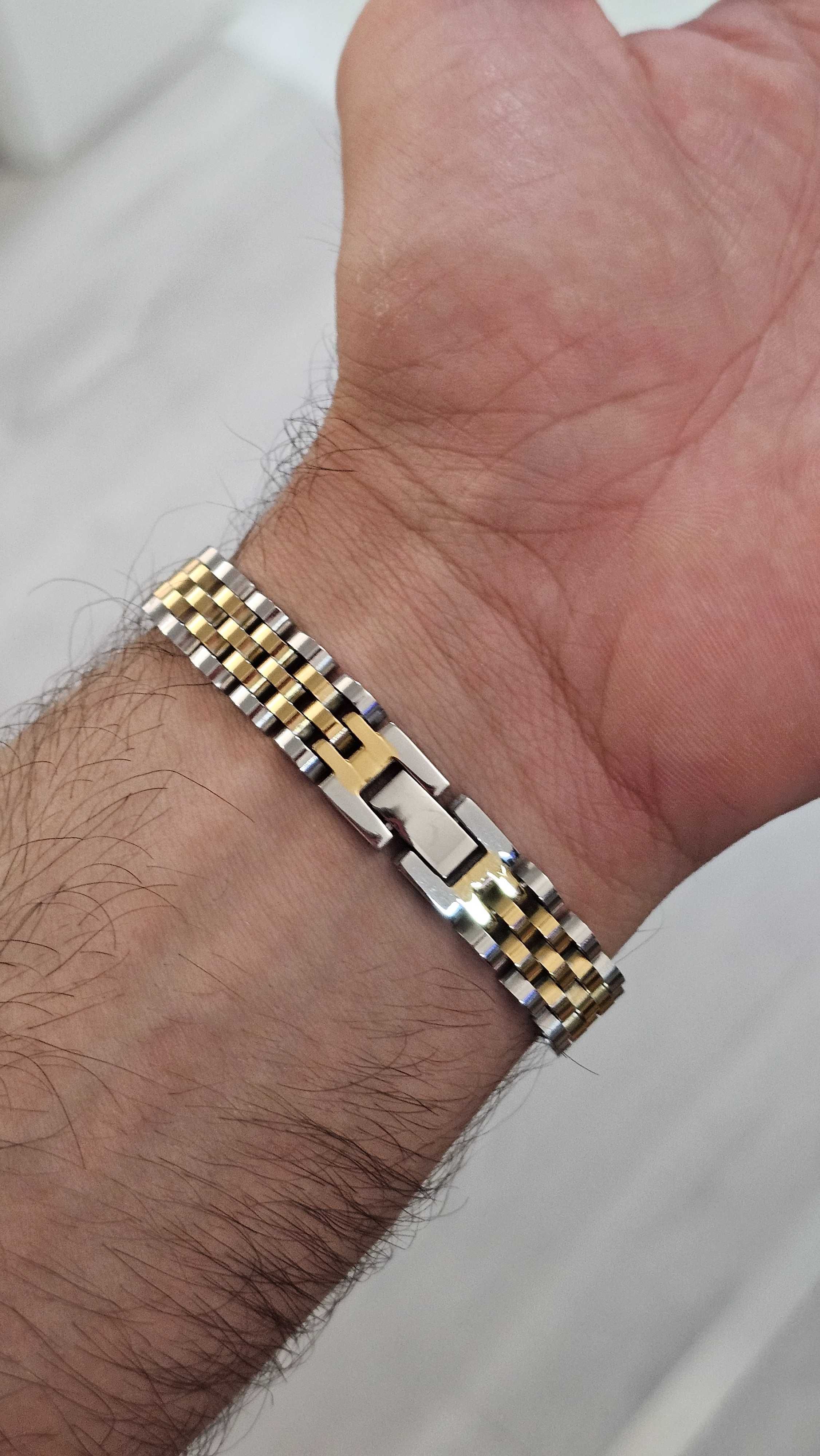 Bracelete Pulseira Aço Jubilee Prata Dourada