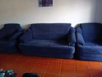 3 sofas cama azuis