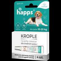 Krople dla średnich psów 10-20 kg  na pchły i kleszcze Happs Herbal