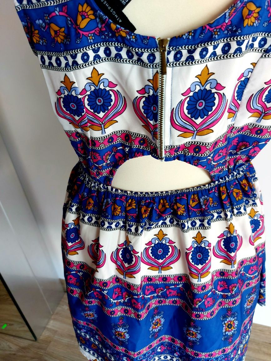 Sukienka rustykalny wzór bardzo lekki zwiewny materiał