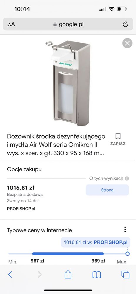 Nowy dozownik do dezynfekcji, mydła, Air-Wolf Omikron II, KÖMIS