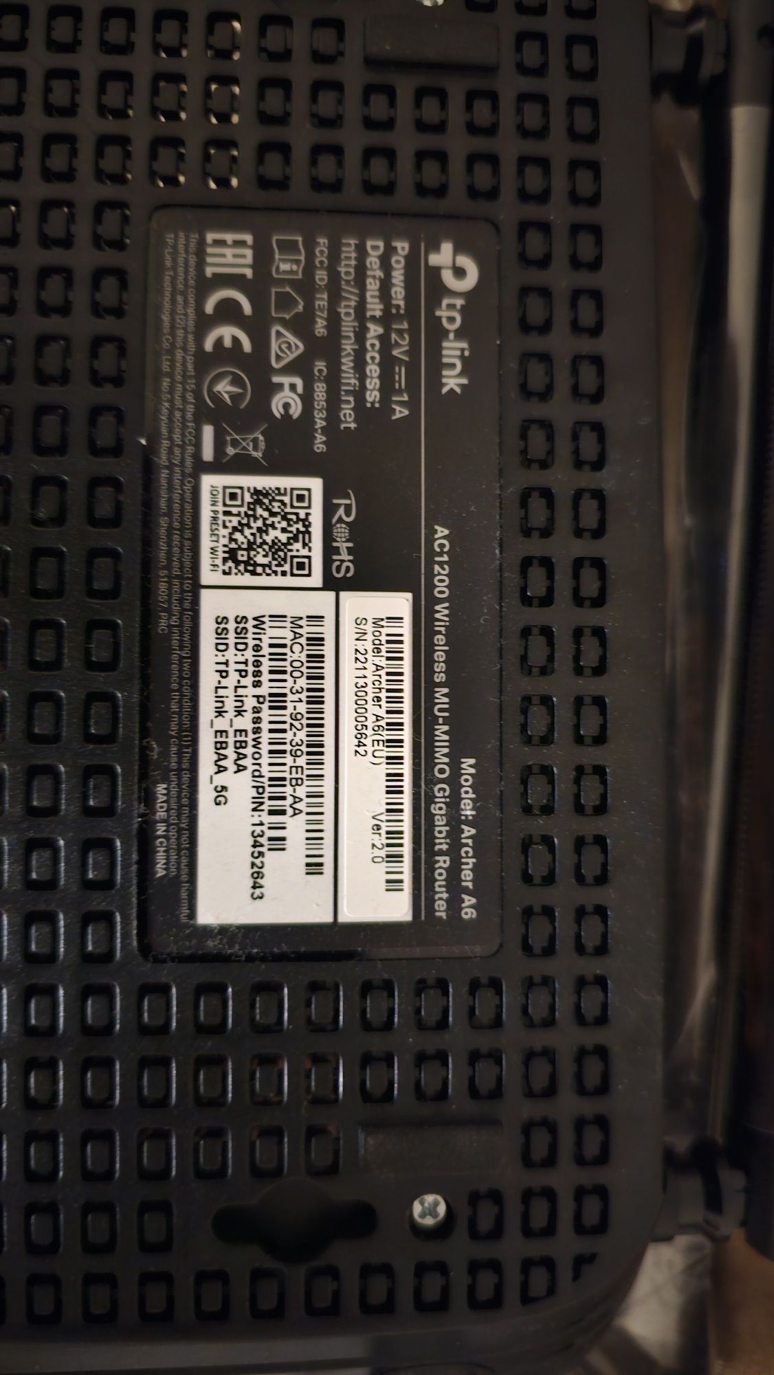 Router tp-link archer a6 ac1200