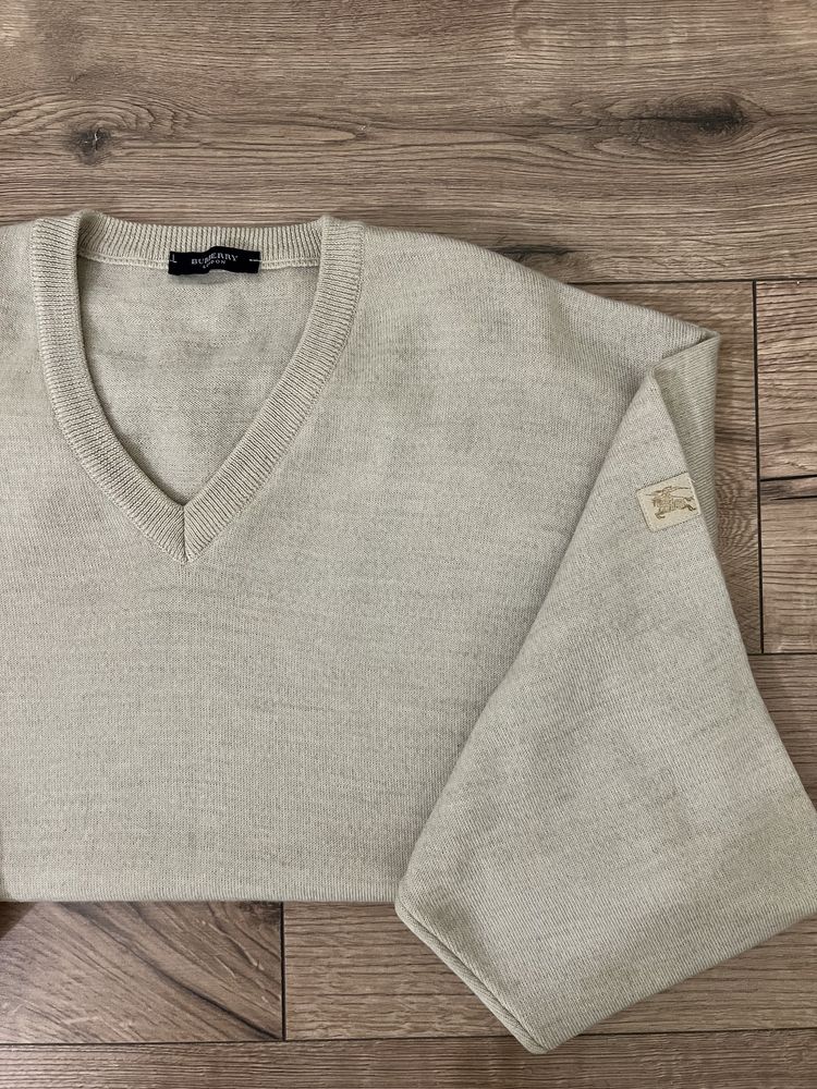 Sweter wełniany Burberry beżowy/kremowy Vintage sweterek