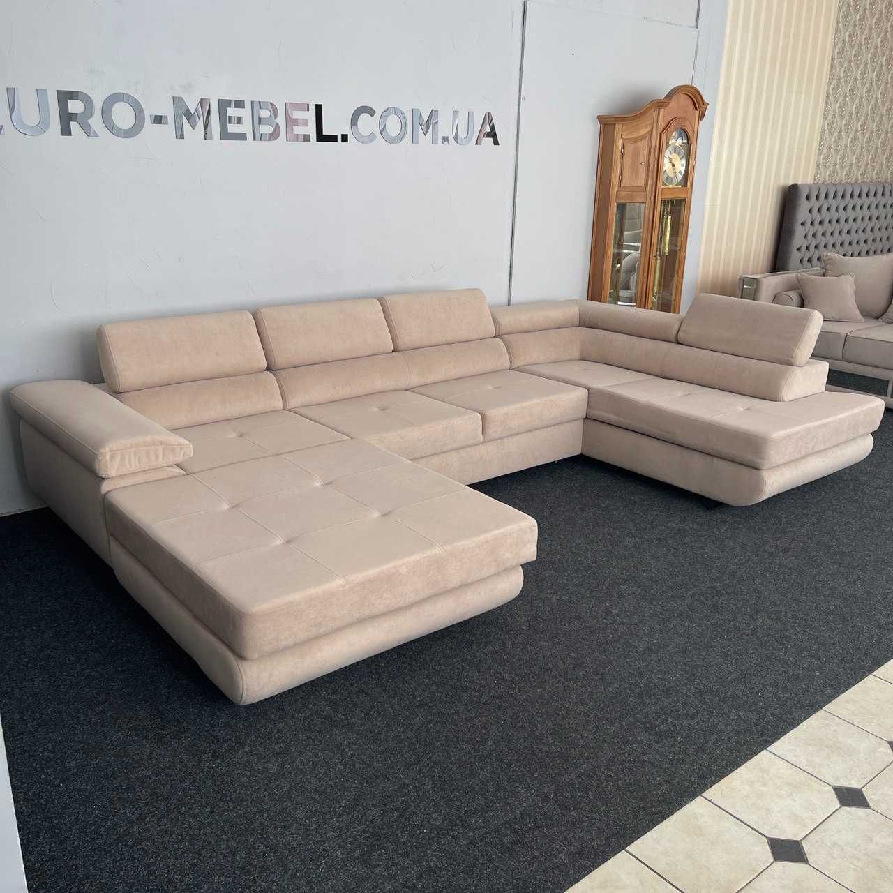 Новий розкладний диван п-подібної форми в тканині купити