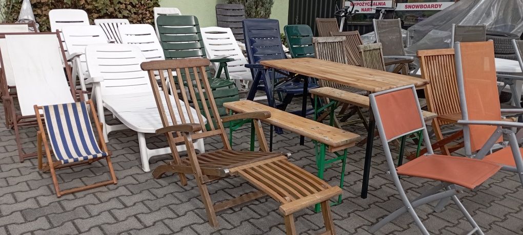 Leżak ogrodowy, krzesła,poduchy,tekowe, stół, ławka   -Krako59
