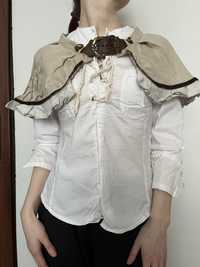 Biała gorsetowa koszula wiązanie sredniowiecze witch folk larp cosplay