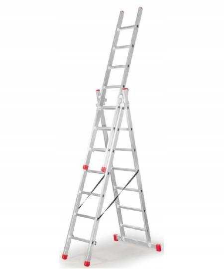 Drabina Aluminiowa 9 Szczebli 3 Elementowa Wys Rob 7m Faraone AK 280.3