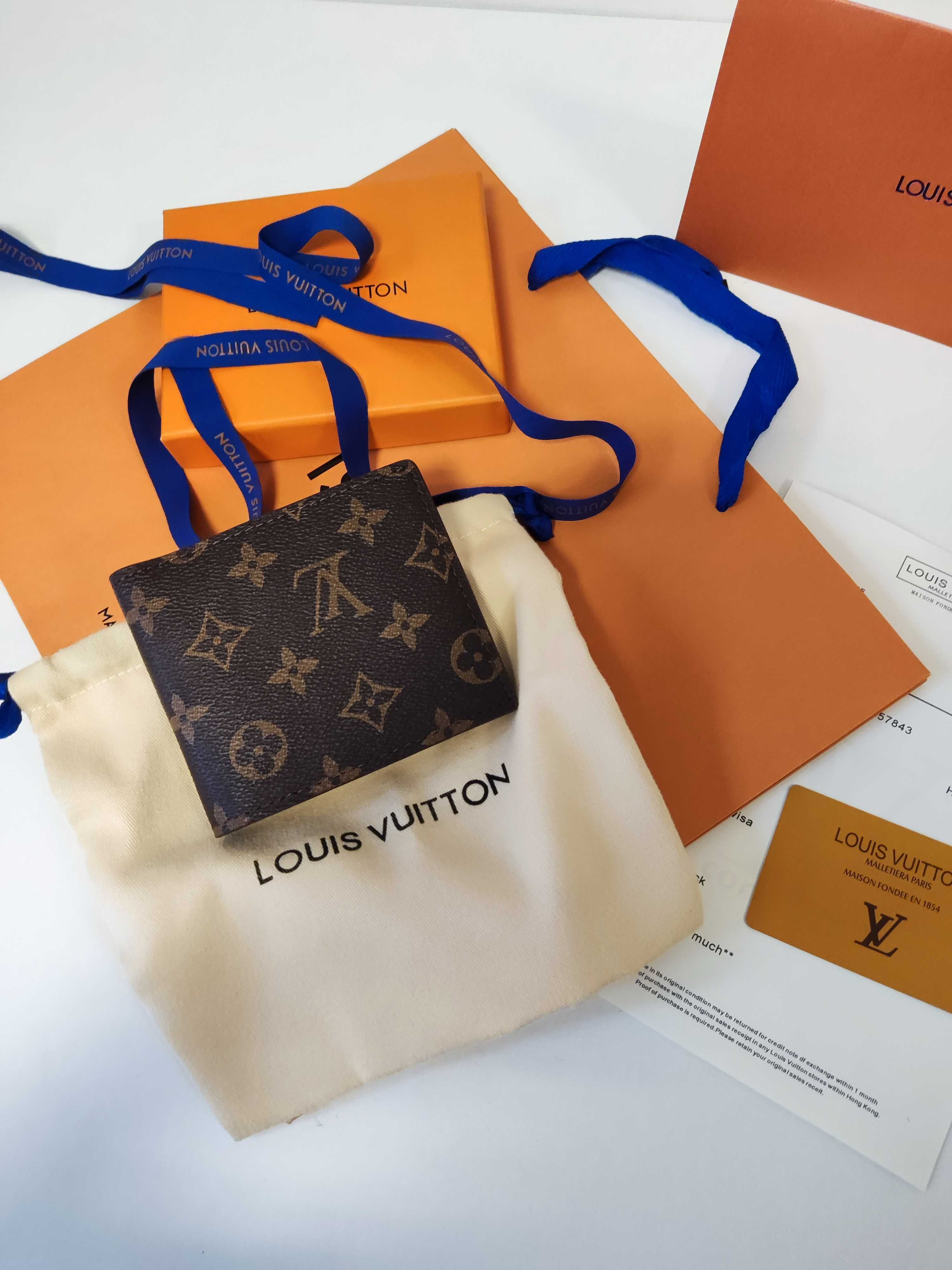 Louis Vuitton portmonetka Czarny portfel męski skóra 43-22